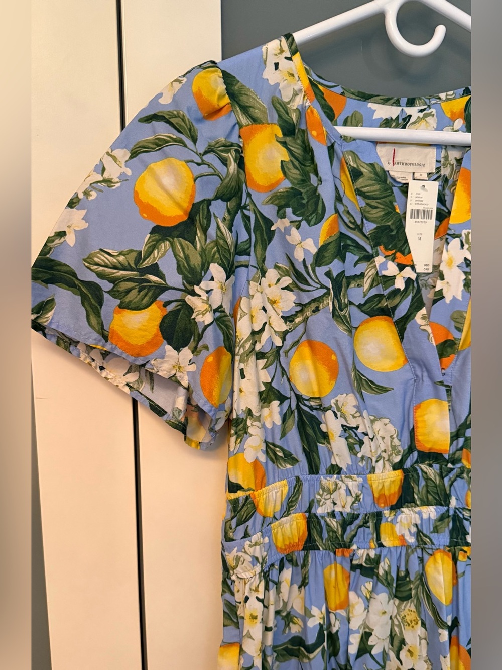NWT Anthropologie Somerset Lemon Print Wedgewood Maxi Dress - M - Picture 10 of 11